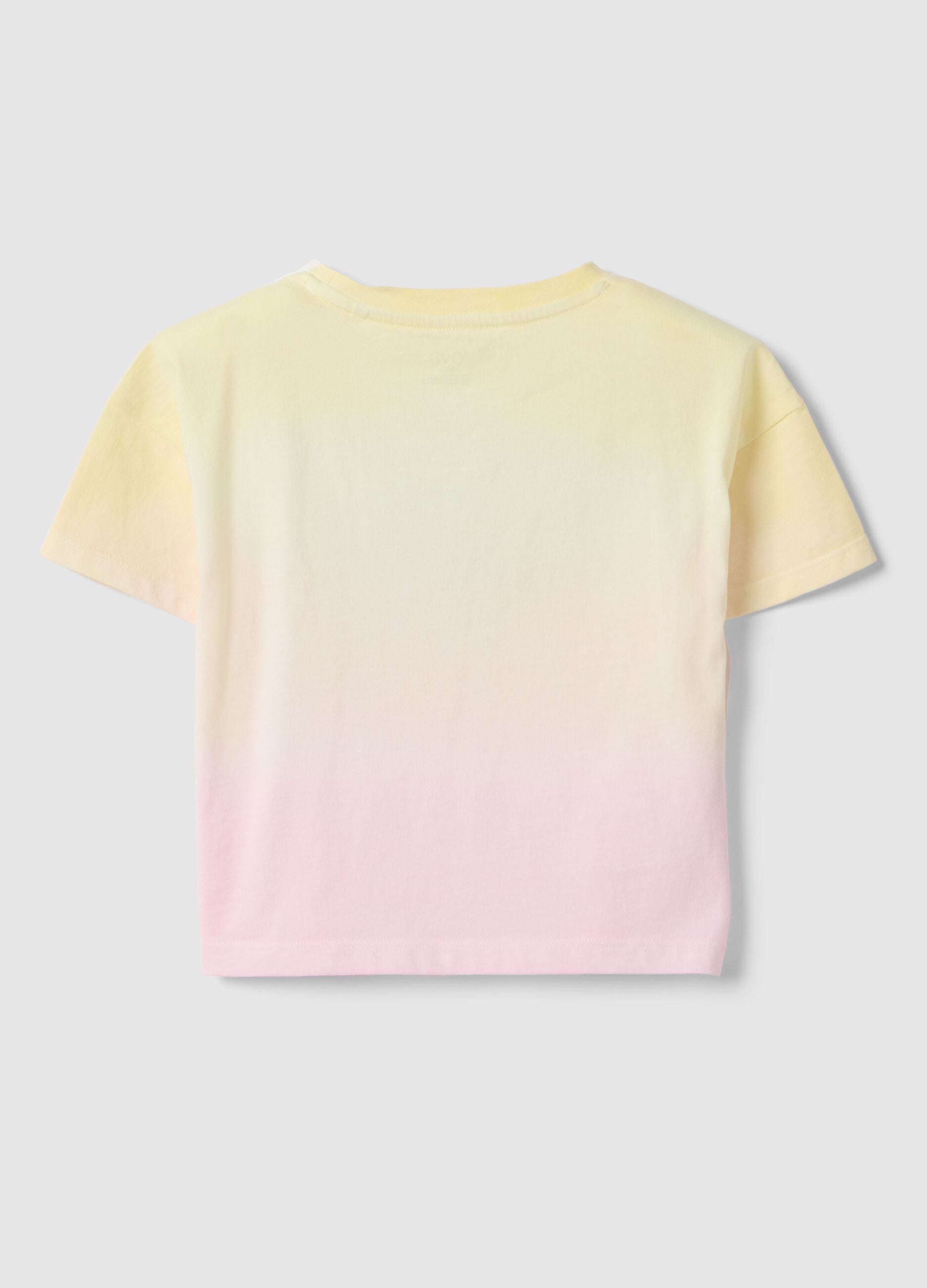 Multicolour pure cotton t-shirt with lettering for girls