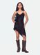 Black viscose-blend dress with deep V-neck and lace_0