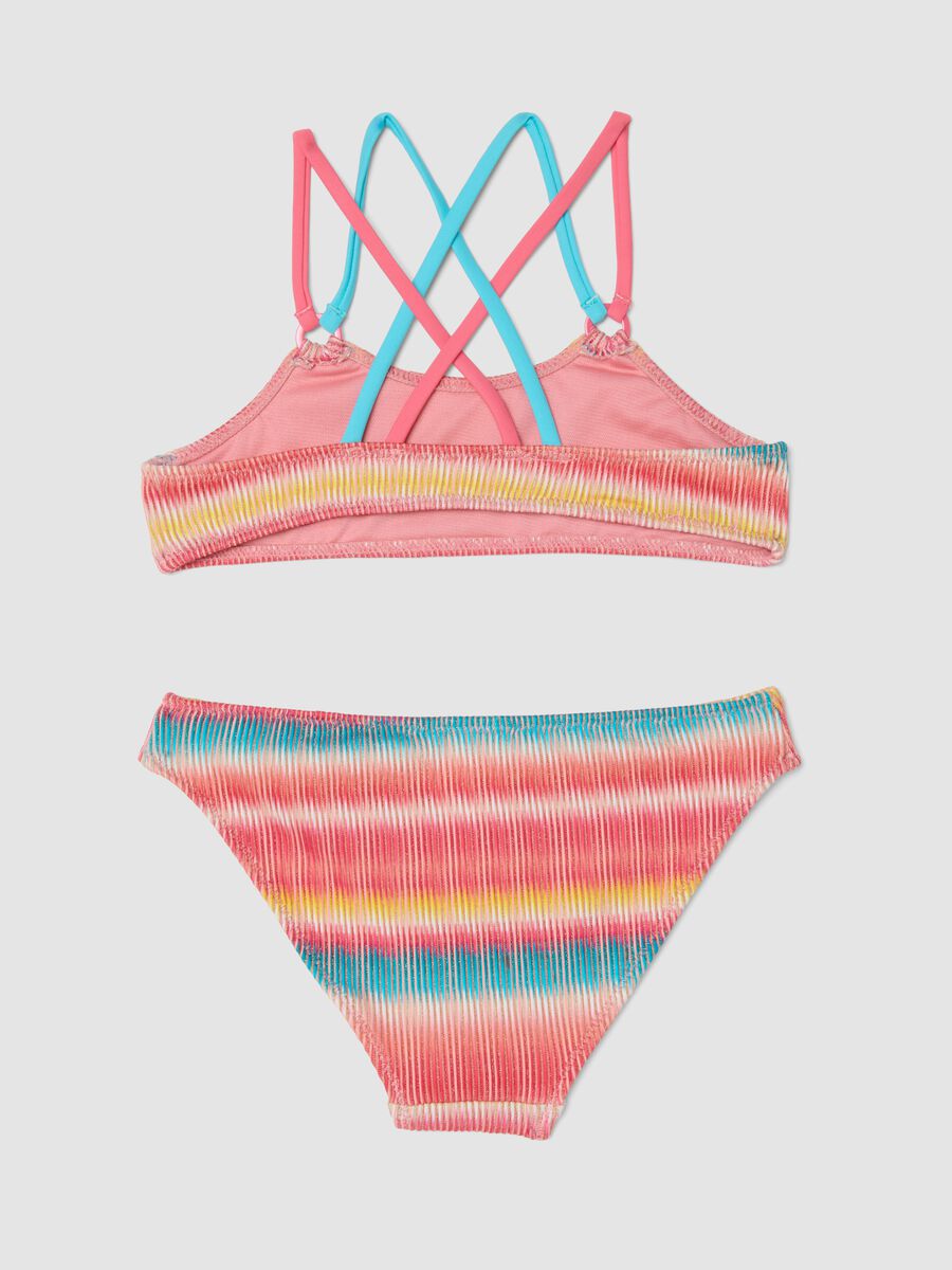Girls&rsquo; multicolour striped stretch-fabric bikini_1