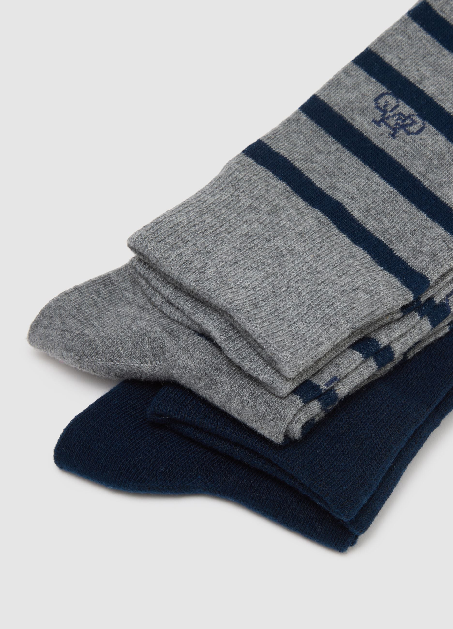 Multicolour stretch cotton long socks multipack with stripes