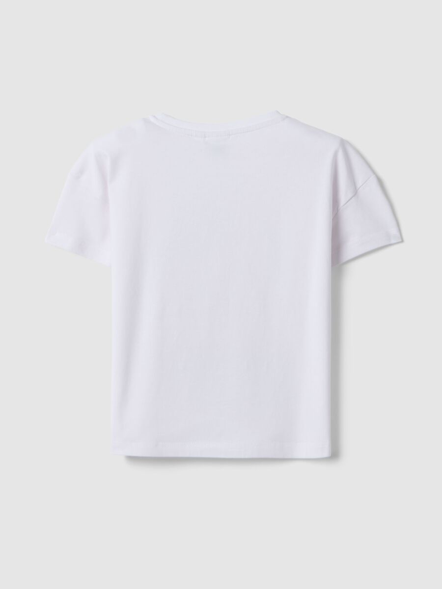 Girls' White Stretch Cotton T-shirt with Hello Kitty_1