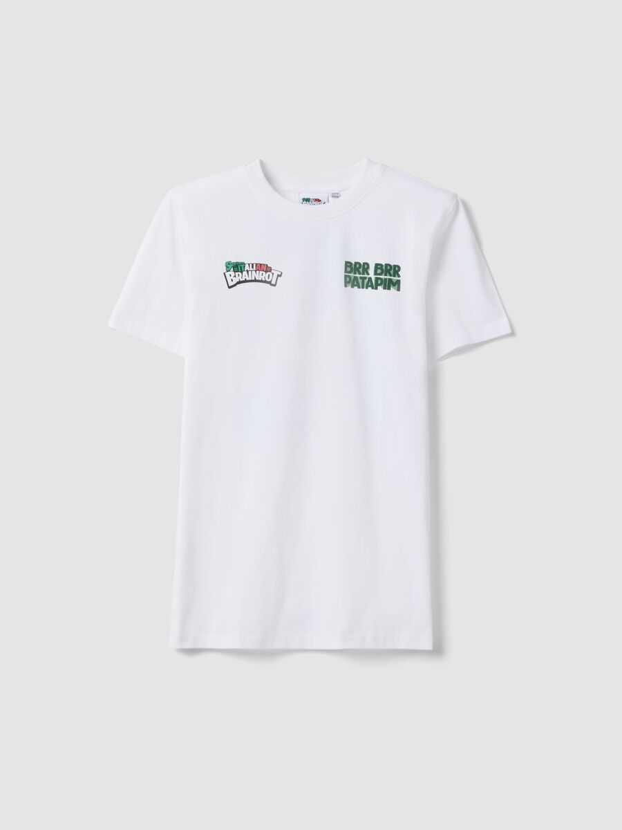 T-shirt in puro cotone bianca da ragazzo regular fit con stampe_3
