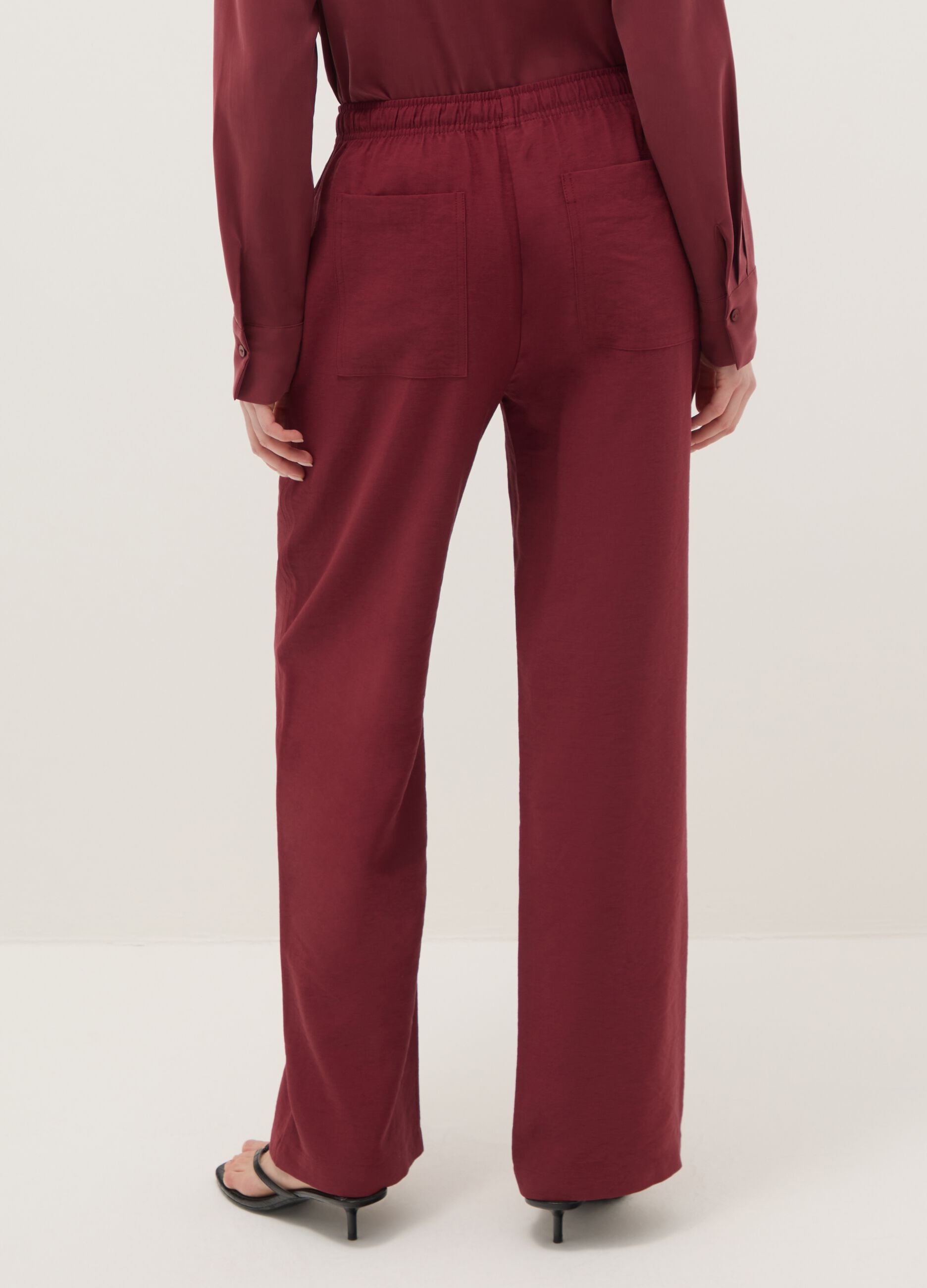 Wide Red Trousers in Viscose Blend