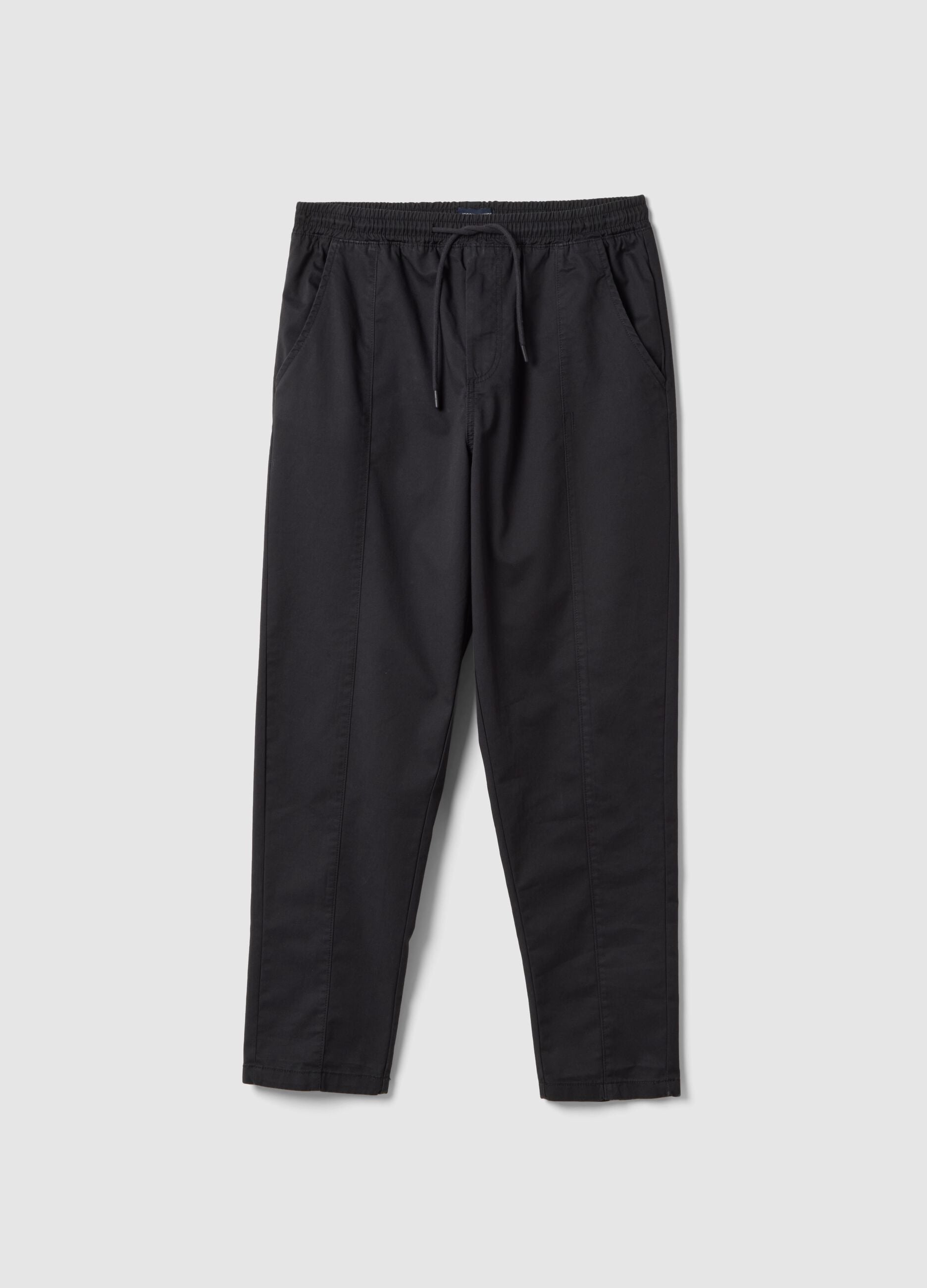 Black slim fit cotton chino trousers