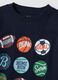 T-shirt blu in puro cotone organico con stampa college_2