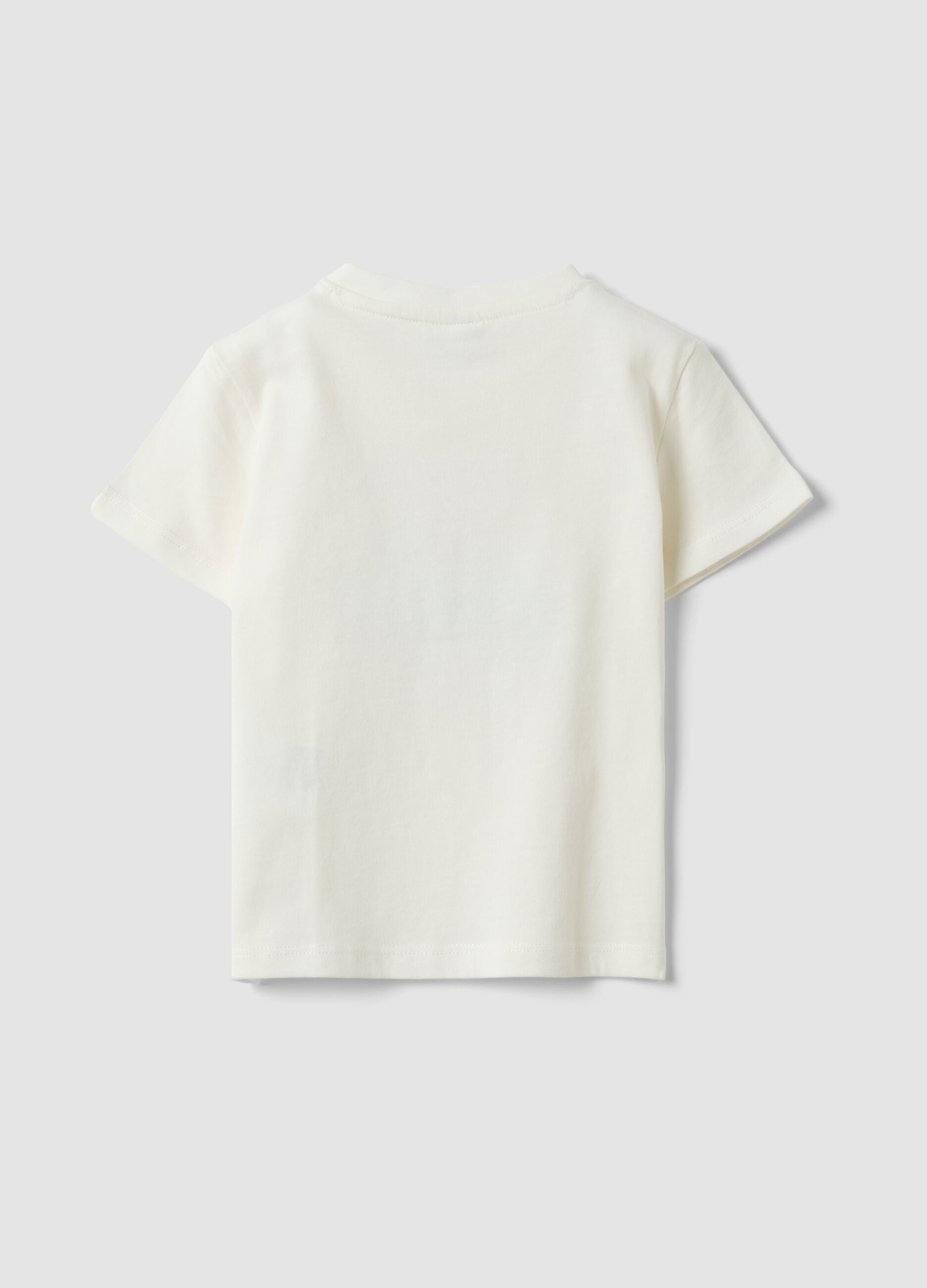 White pure organic cotton T-shirt with print, regular fit for baby boy