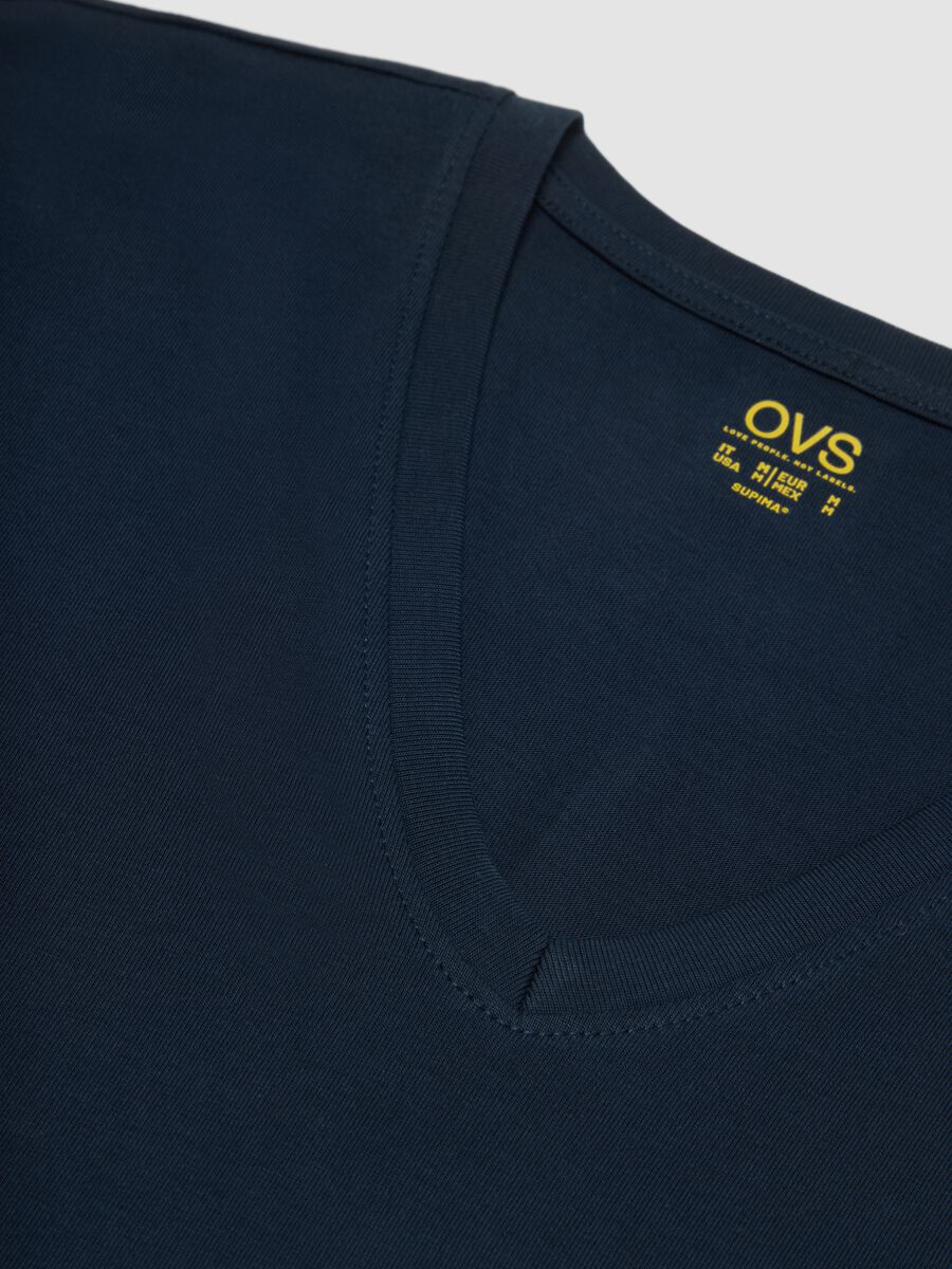Blue pure Supima cotton V-neck T-shirt, regular fit_5