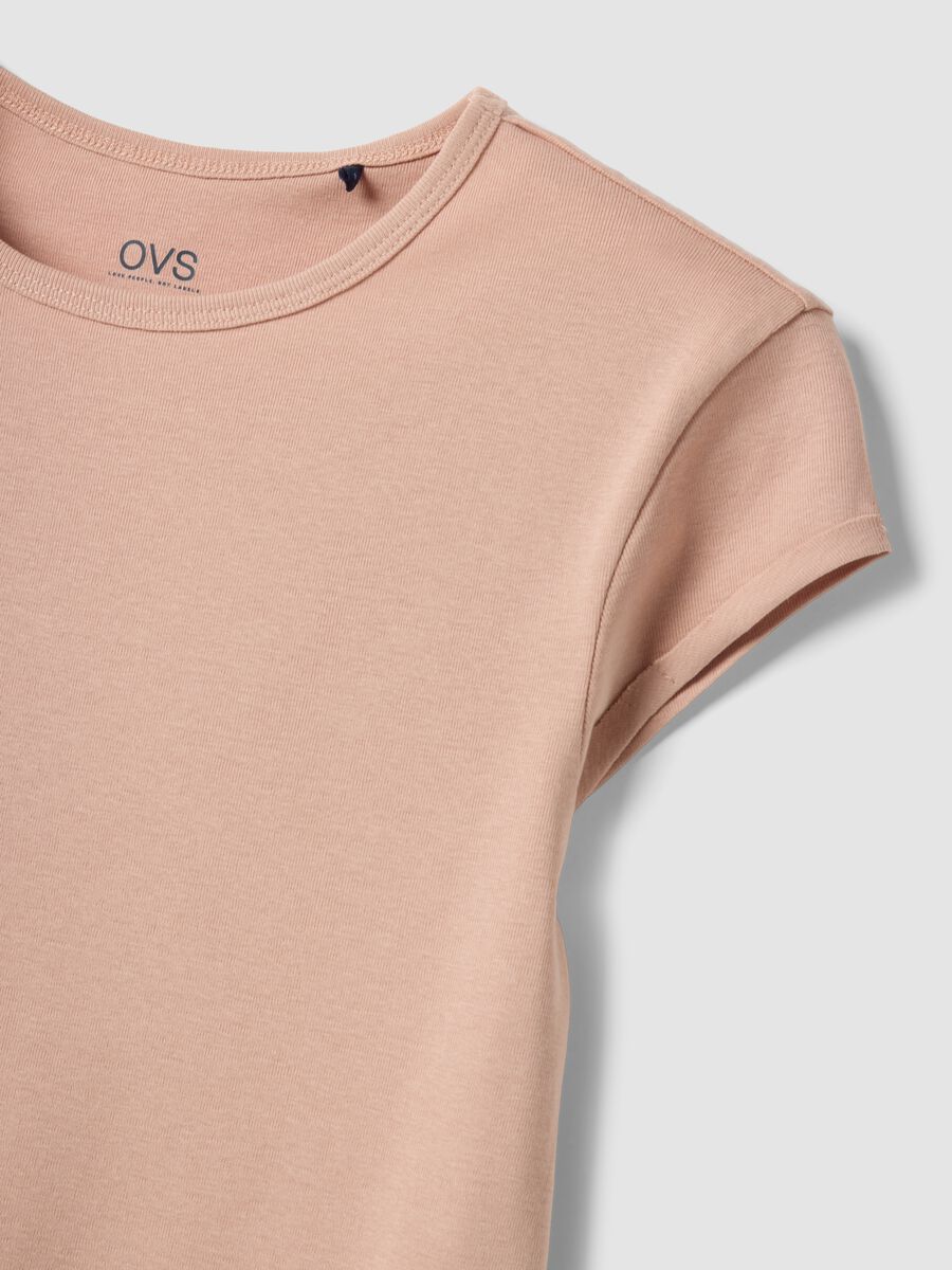 T-shirt a maniche corte in puro cotone rosa regular fit_5
