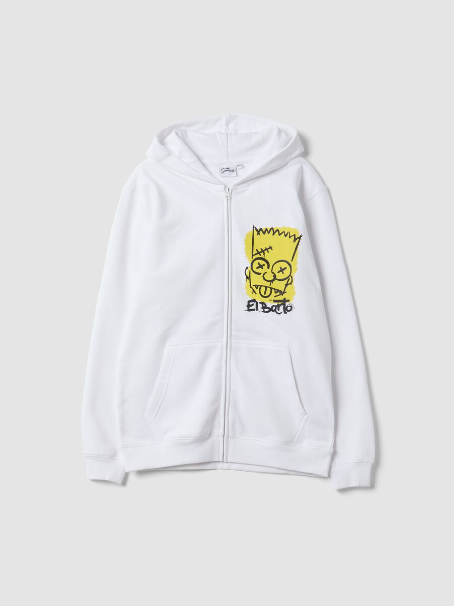 White pure-cotton hooded sweatshirt with Simpsons print for boys_3