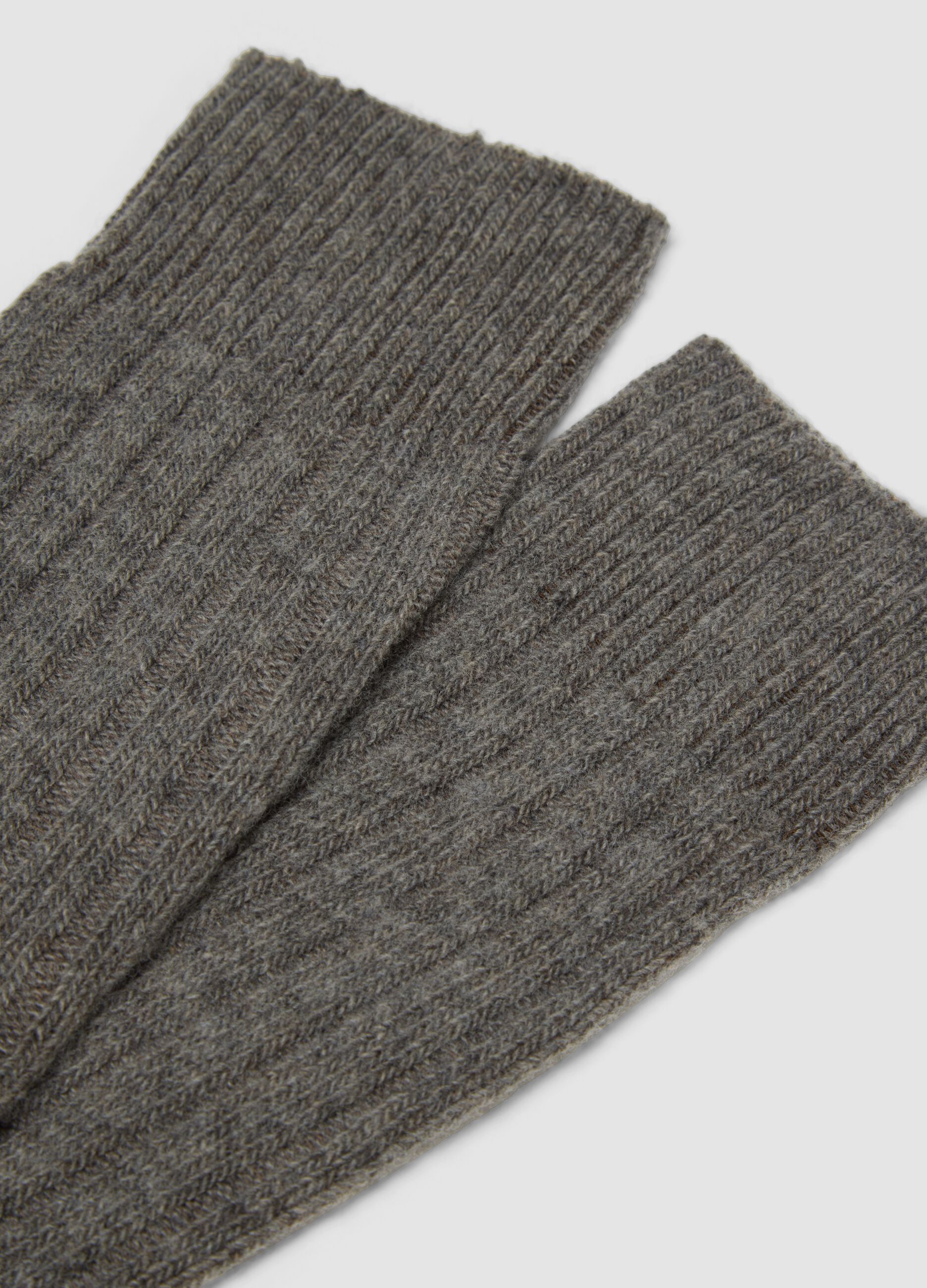 Long grey socks in wool, viscose and stretch cashmere