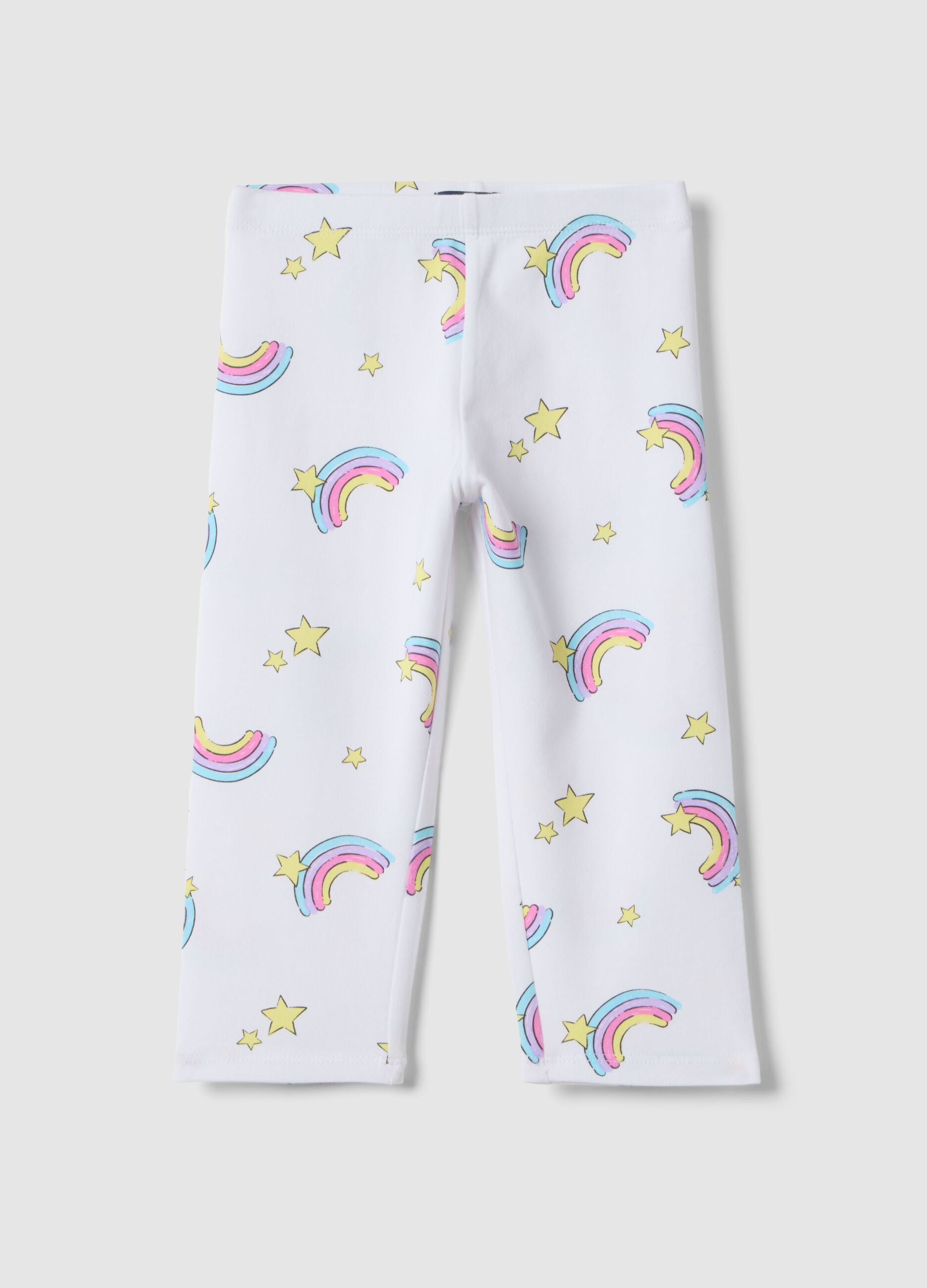 Girls' white organic cotton stretch skinny leggings