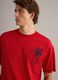 Red pure cotton relaxed-fit T-shirt with embroidery_0