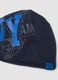Blue organic stretch cotton jersey hat with print for boys_2