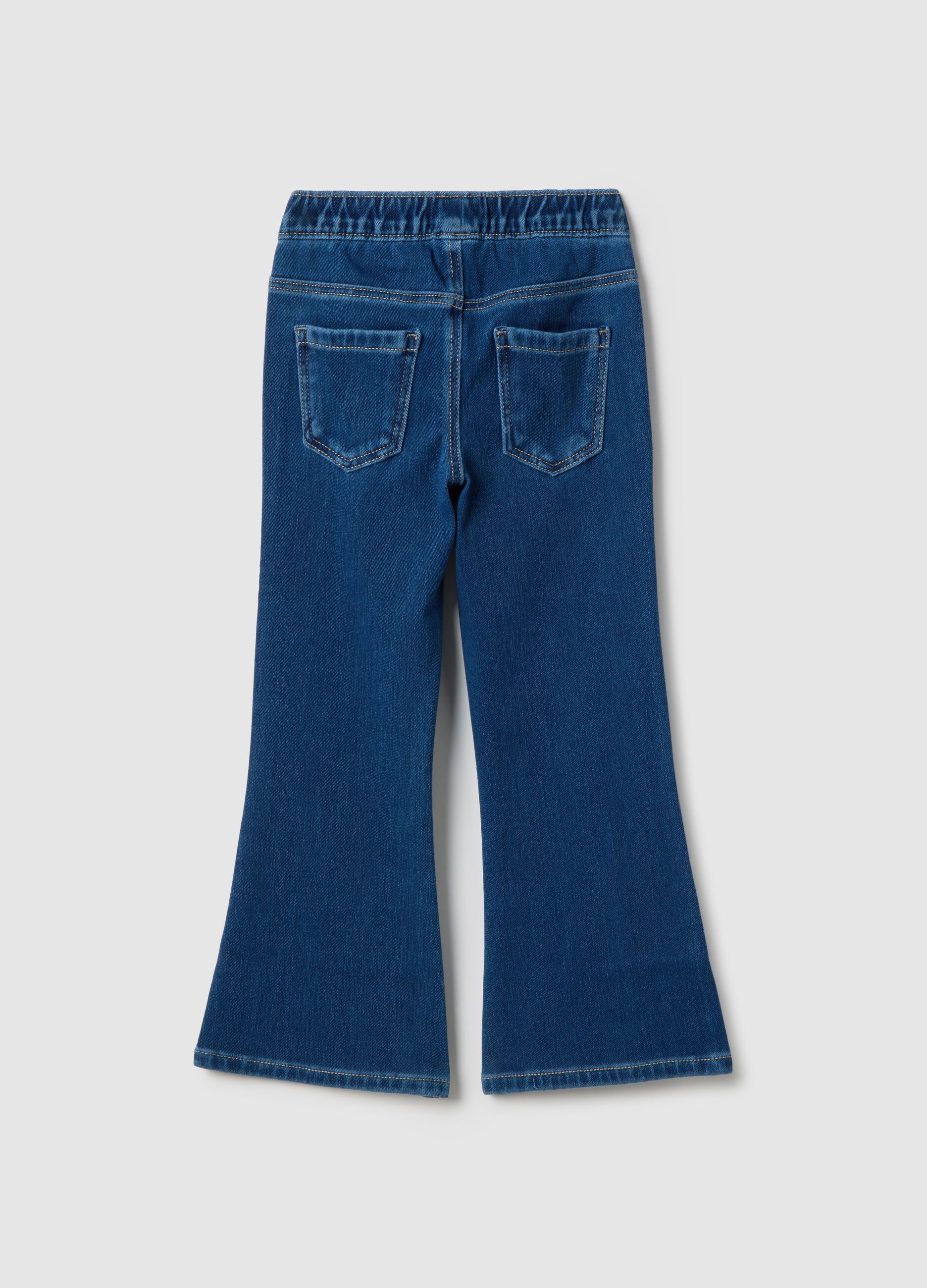 Girls' Blue Stretch Cotton Flare Fit Jeggings