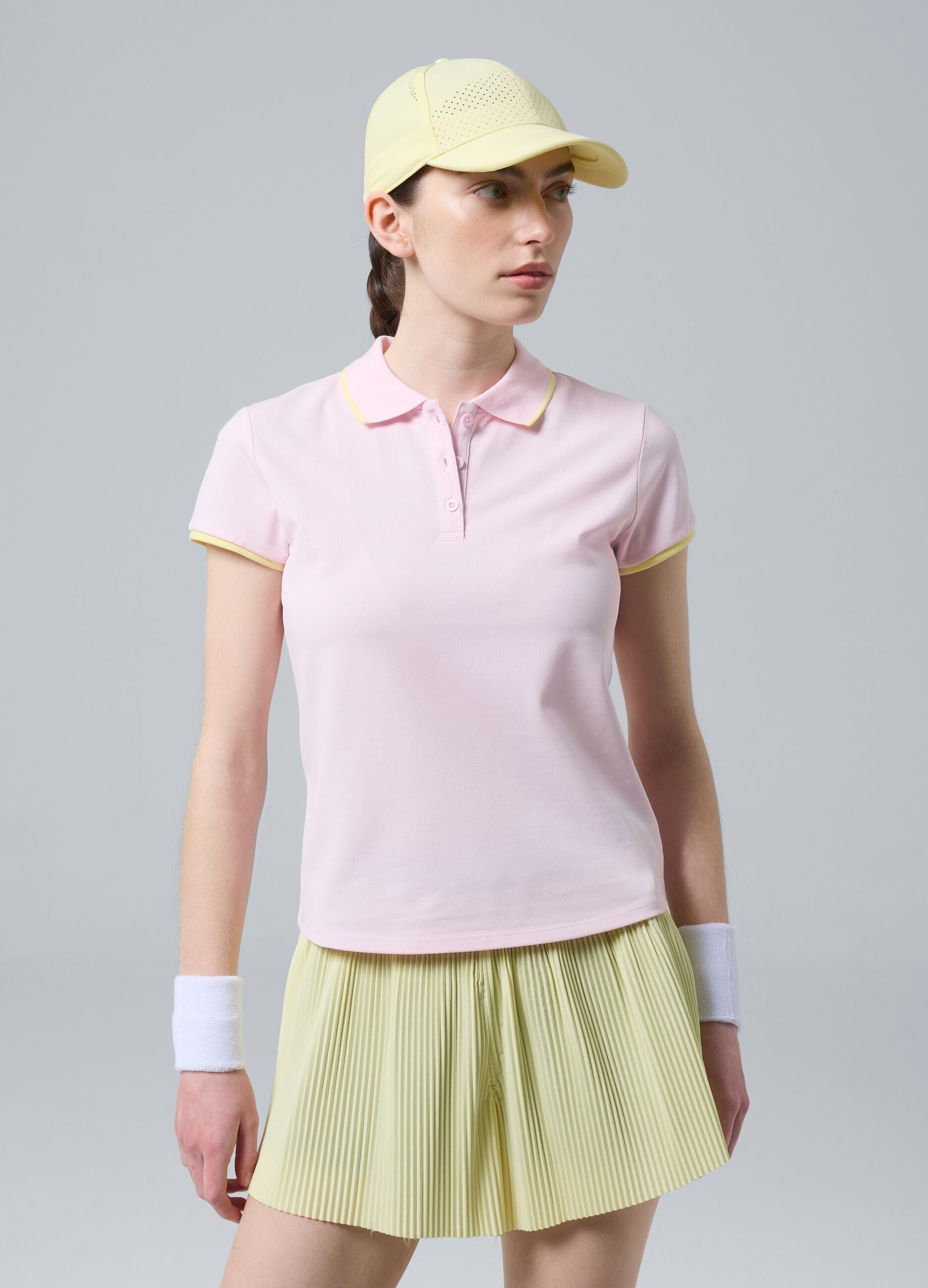 Pink ALTAVIA COURT performance polo in stretch cotton