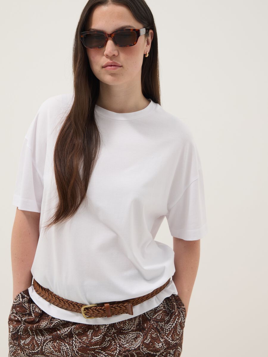 White cotton and stretch modal regular-fit T-shirt_1