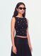 Black stretch cotton top with metal eyelets, regular fit_0