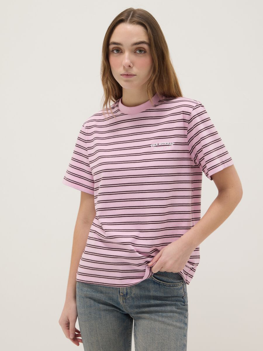 Multicolour striped pure cotton T-shirt with regular fit_2