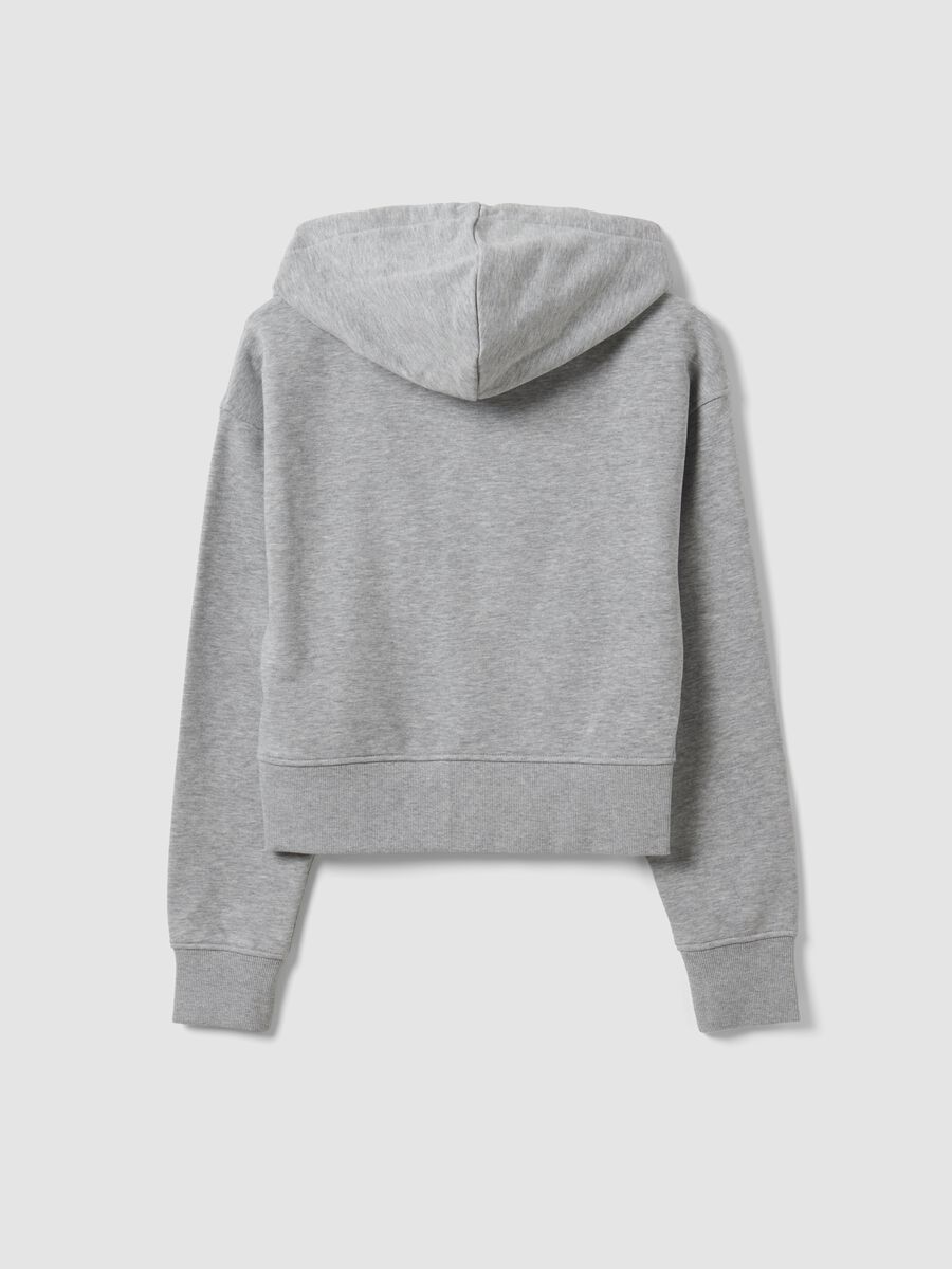 Felpa full zip grigia in misto cotone con cappuccio fitted_2