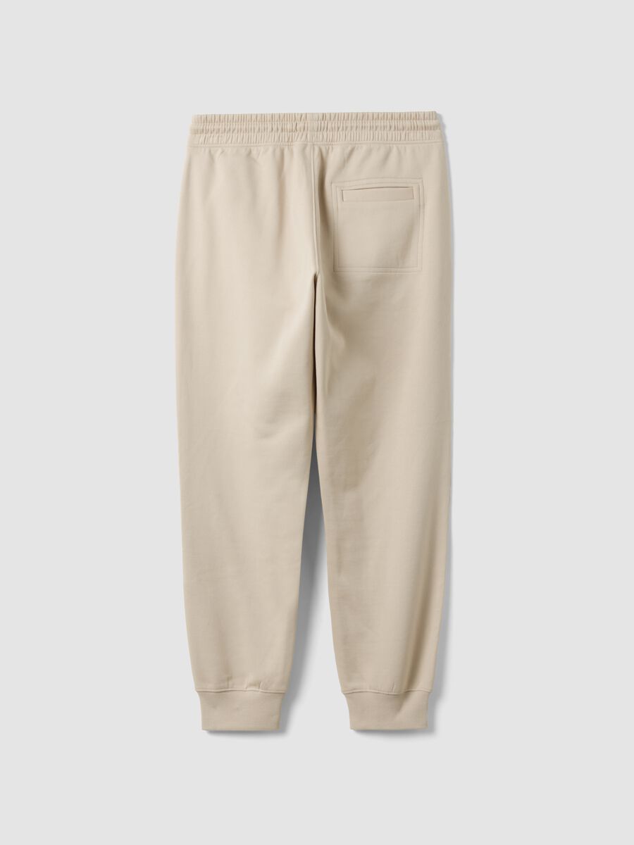 Jogger beige in misto cotone con fondo a polsino e coulisse_7