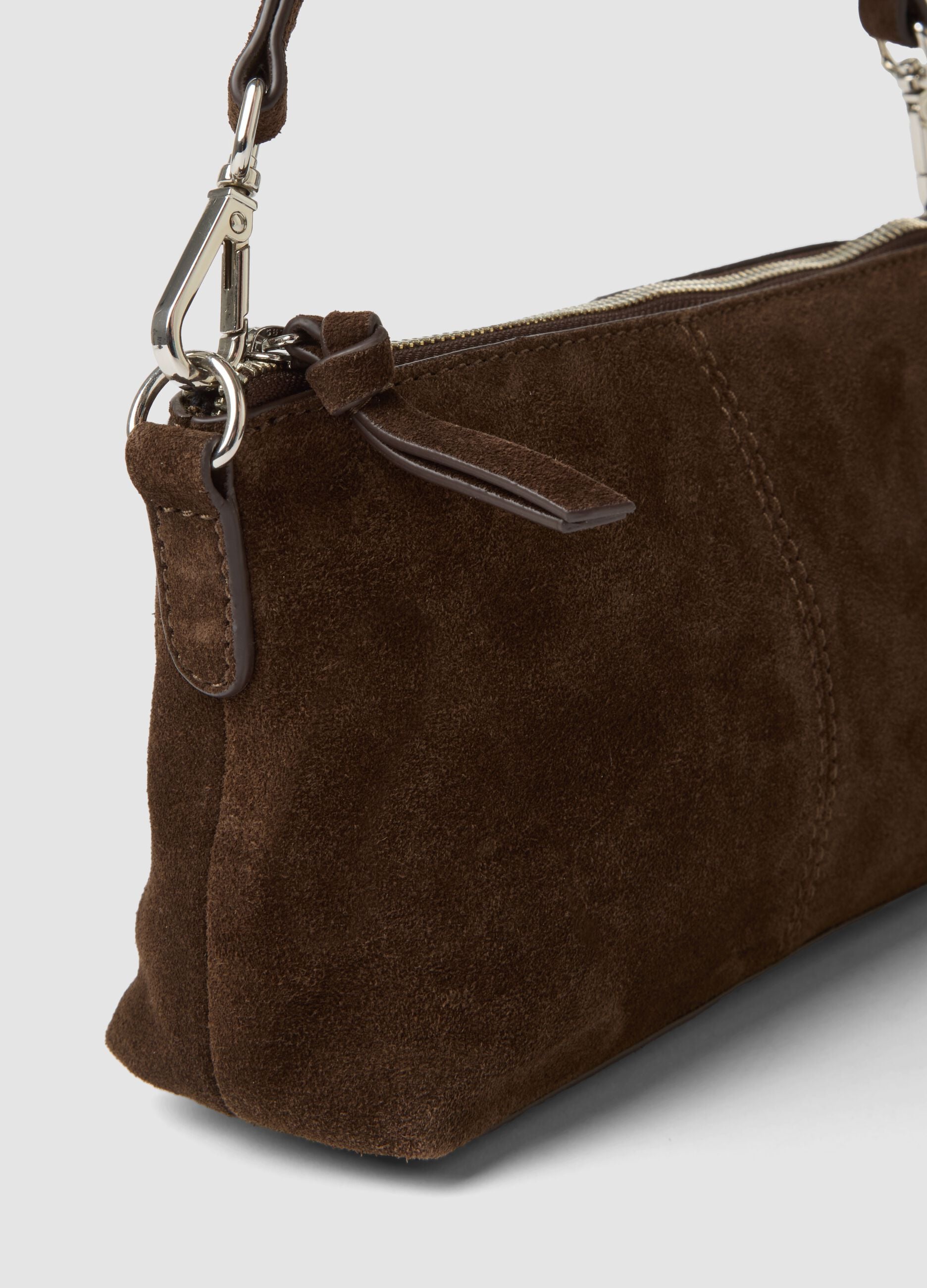 Brown genuine leather crossbody bag