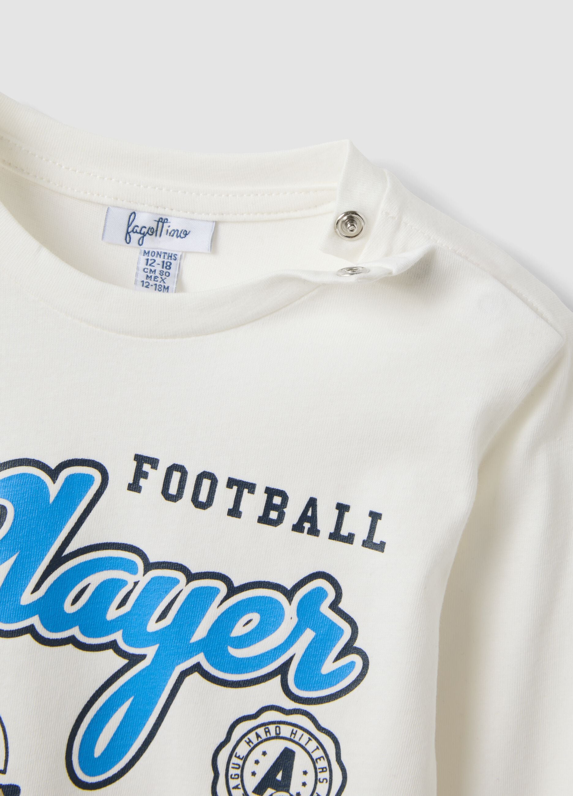 White organic cotton T-shirt with puppy print for baby boy