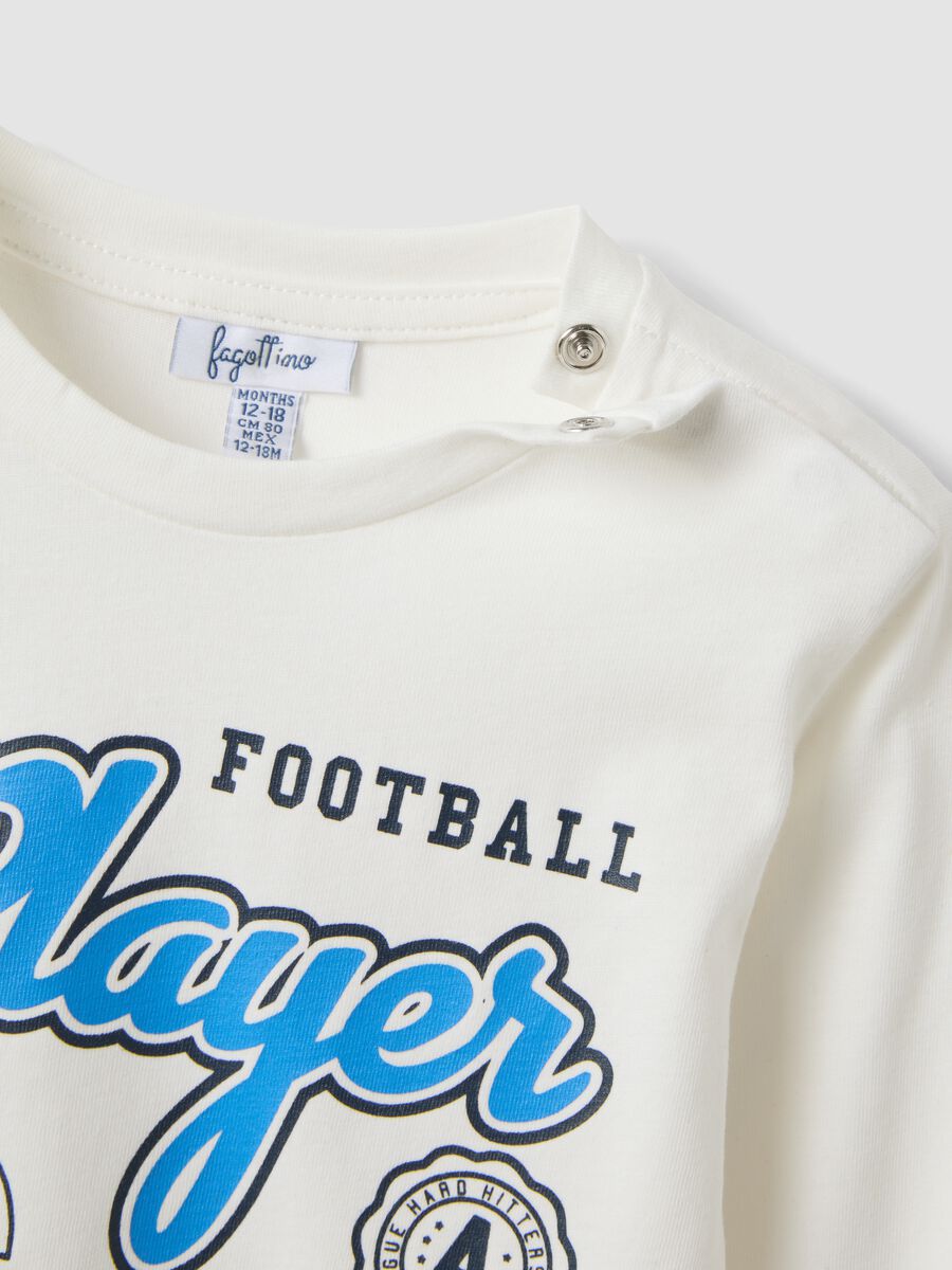 White organic cotton T-shirt with puppy print for baby boy_3