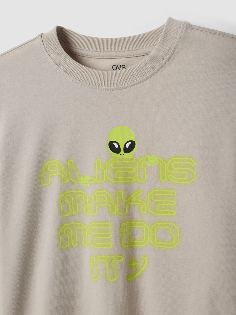 Grey pure organic cotton printed T-shirt for boys_1