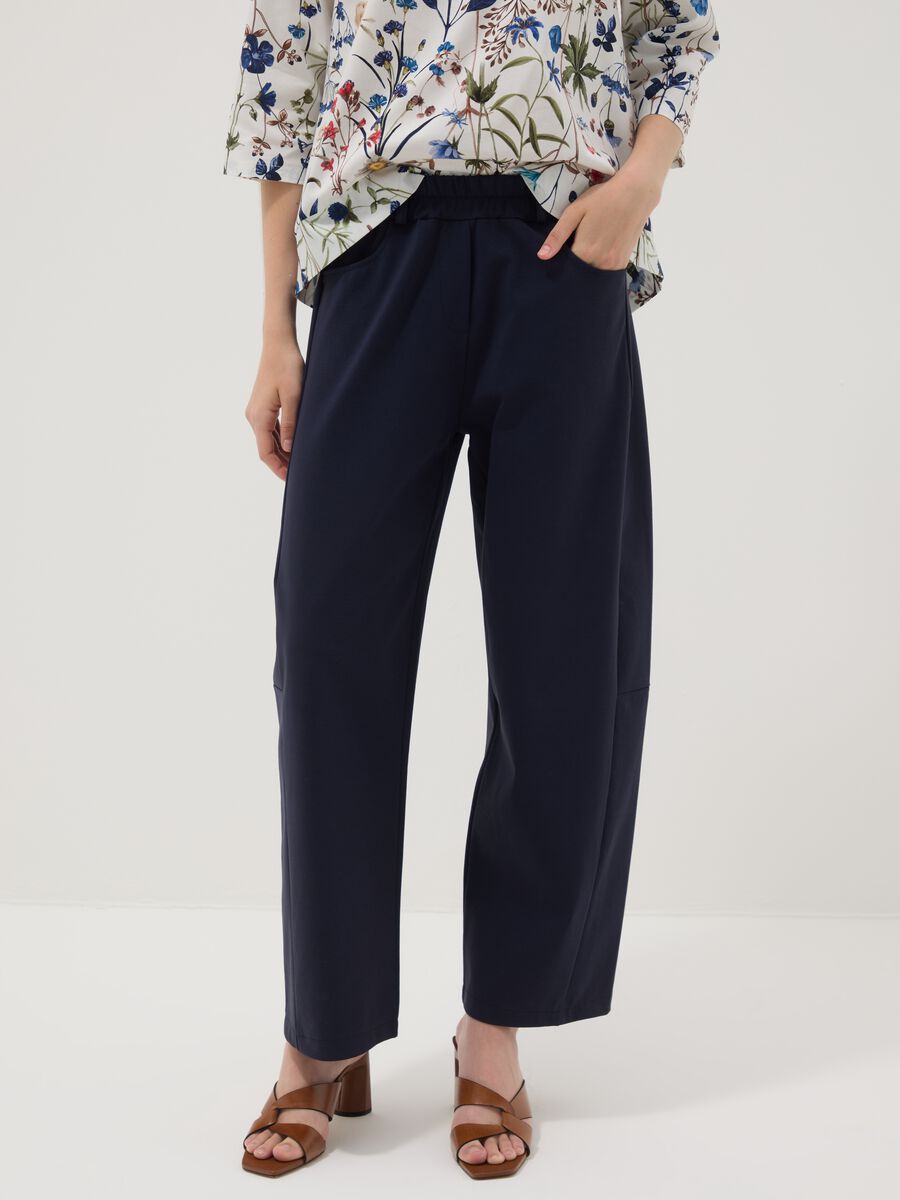 Blue stretch cotton trousers_1