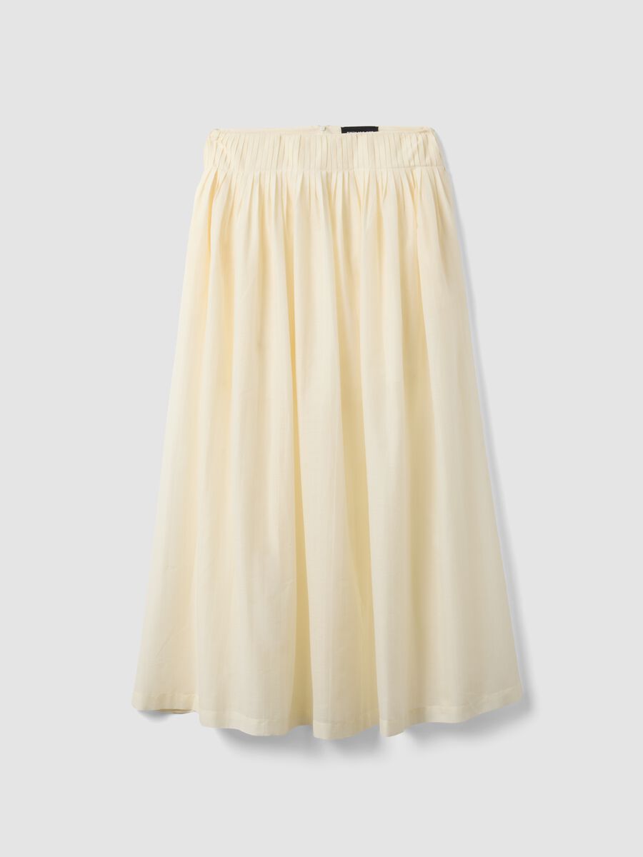 Beige pure cotton midi skirt_4