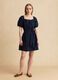 Blue pure cotton mini dress with belt_0