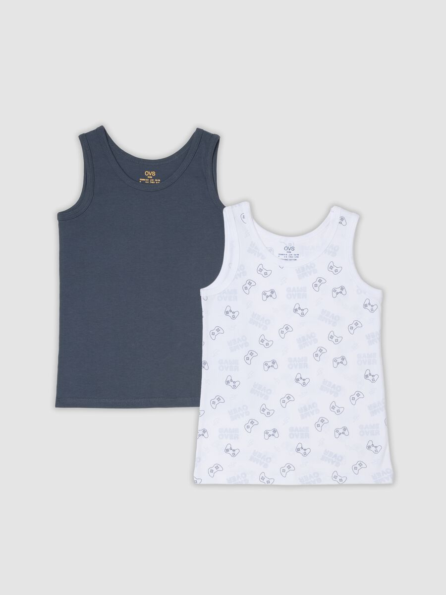 2-pack boys&rsquo; multicolour organic cotton vests with print_0