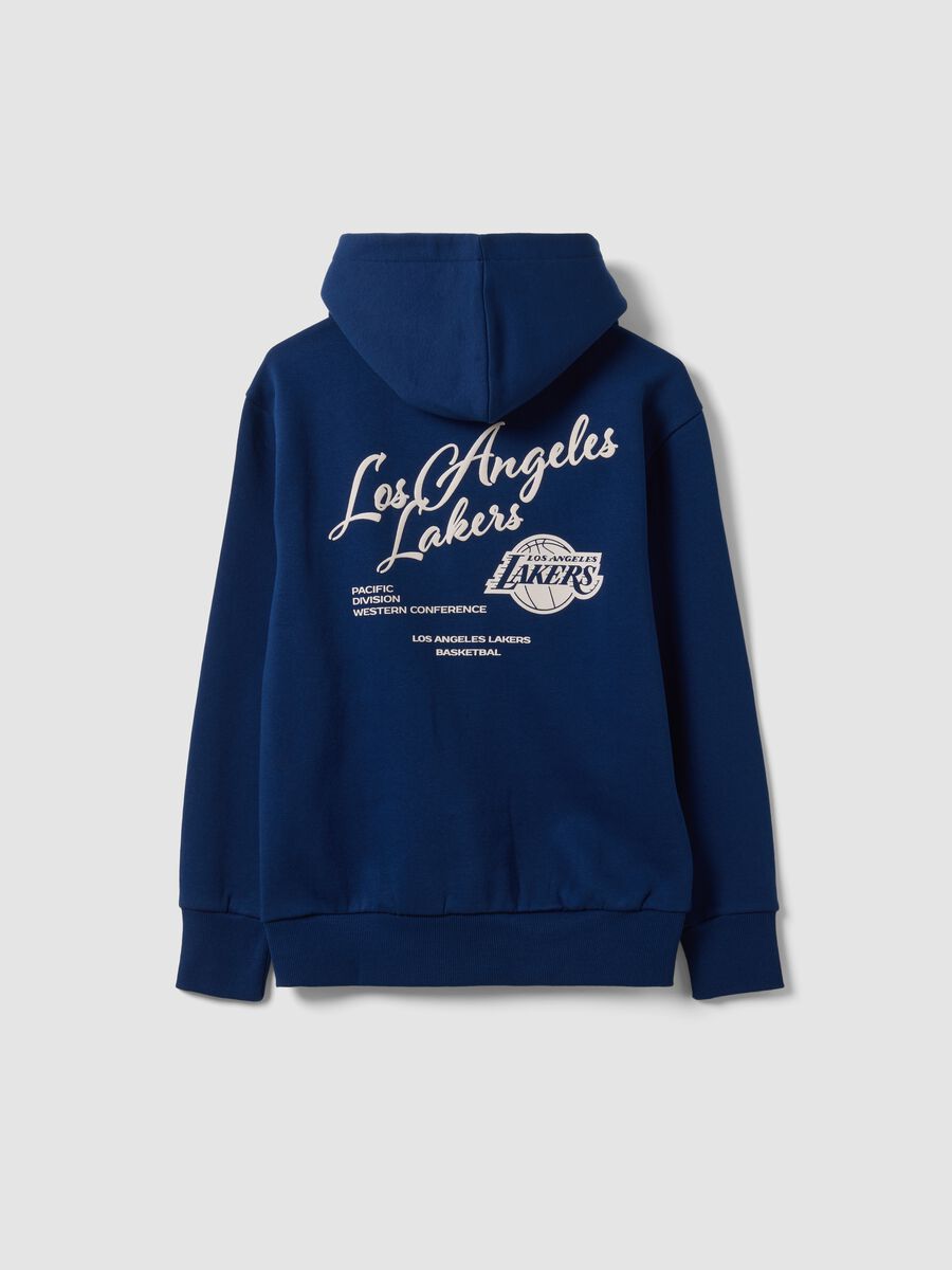 Blue cotton-blend hoodie with Lakers print for boys_1