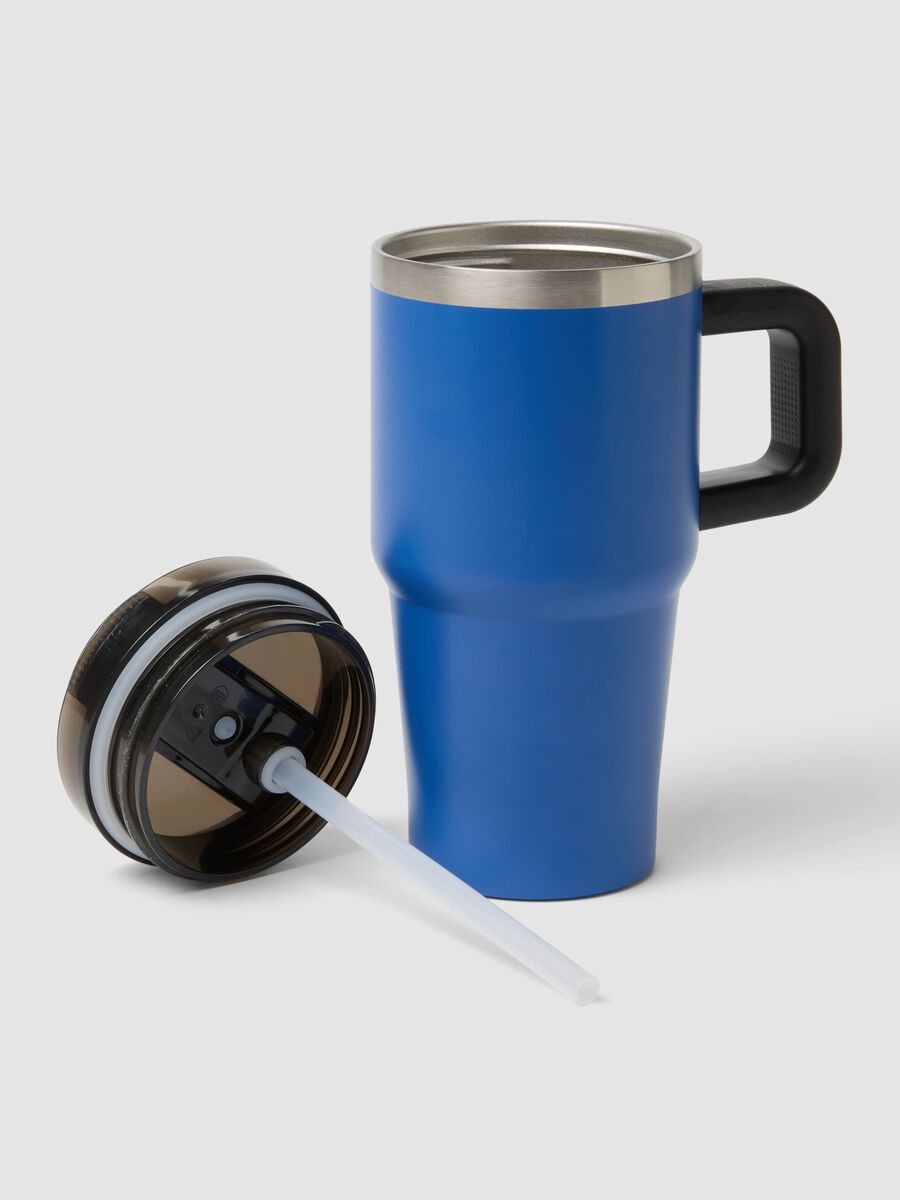 Blue insulated bottle with handle and straw_1