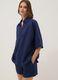 Blue pure cotton V-neck top_0
