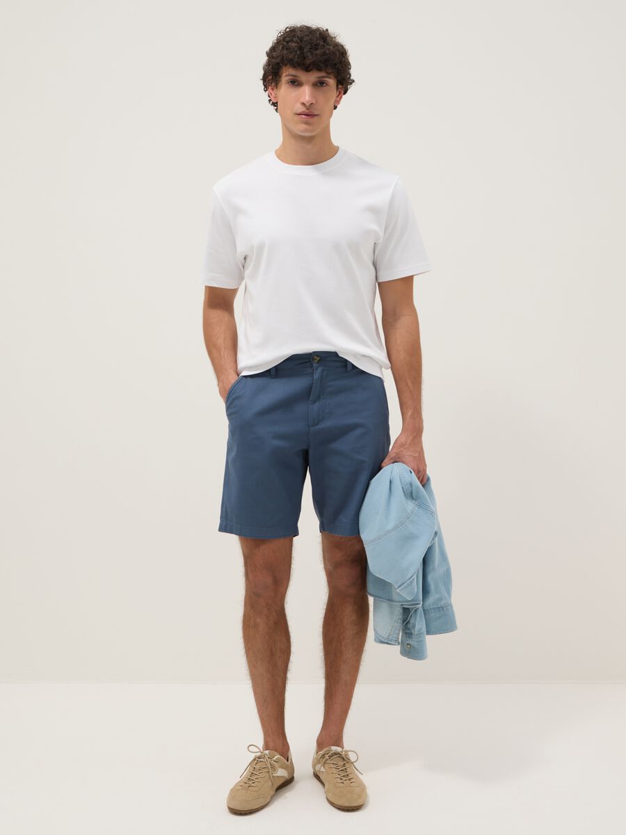 Blue regular-fit pure cotton chino Bermuda shorts_0