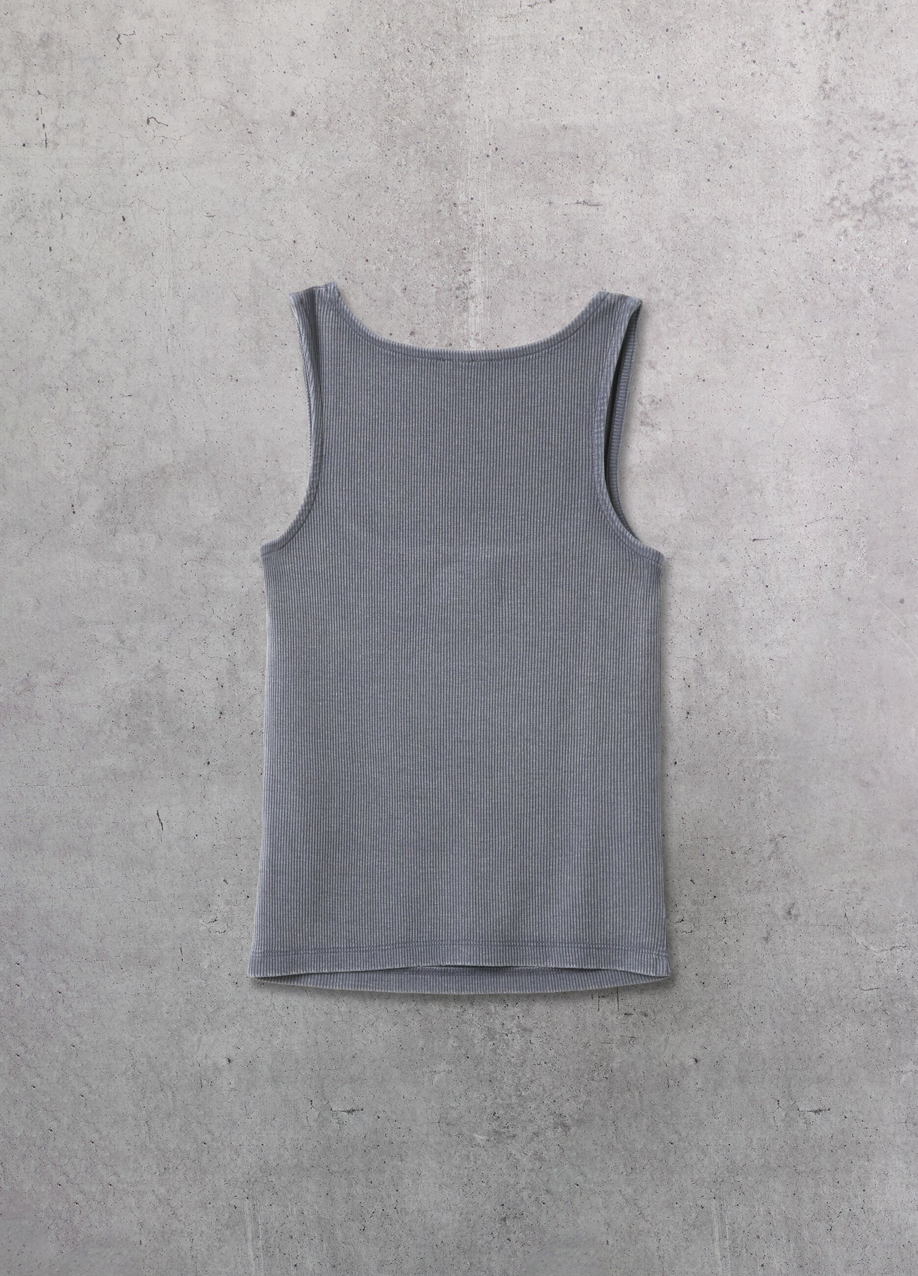 Vintage Grey Square-Neck Tank Top