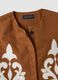 Brown linen and lyocell-blend gilet with applied embroidery_6
