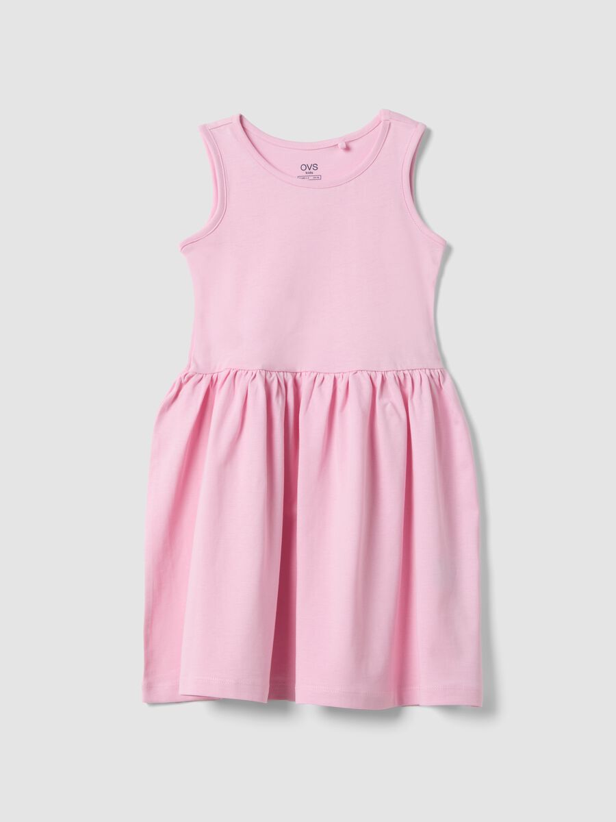 Girls' Sleeveless Pink Pure Cotton Dress - Regular Fit_0
