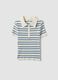 Fitted sweater in viscose blend with multicoloured stripes and polo collar_4