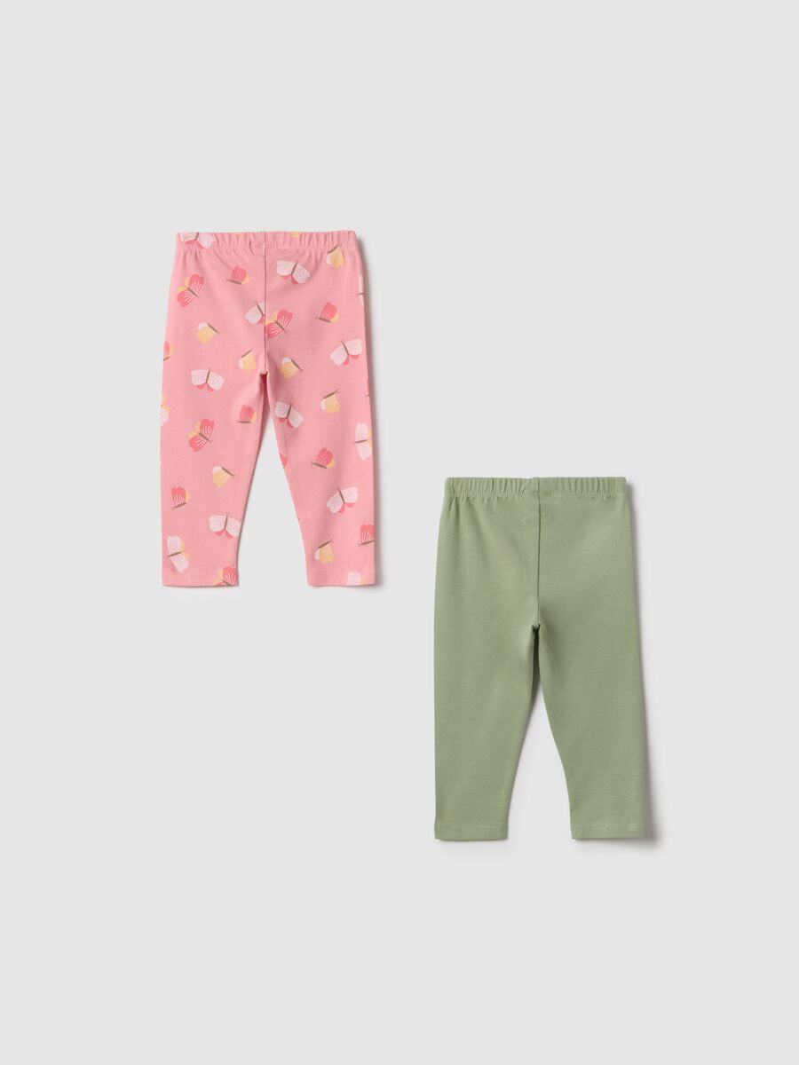 Bipack leggings in cotone elasticizzato multicolor da bimba slim fit_1