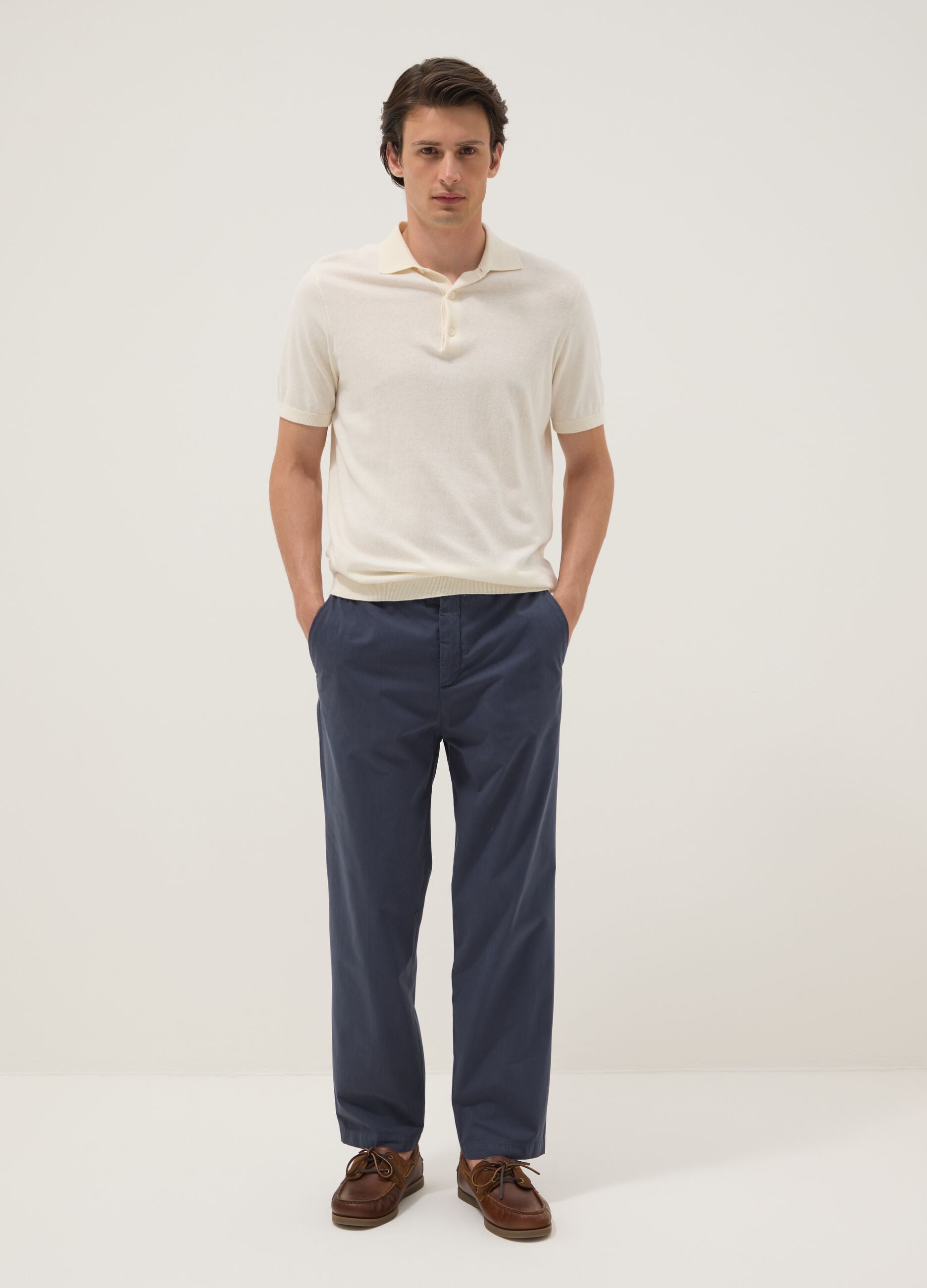 Blue pure cotton carrot-fit chinos