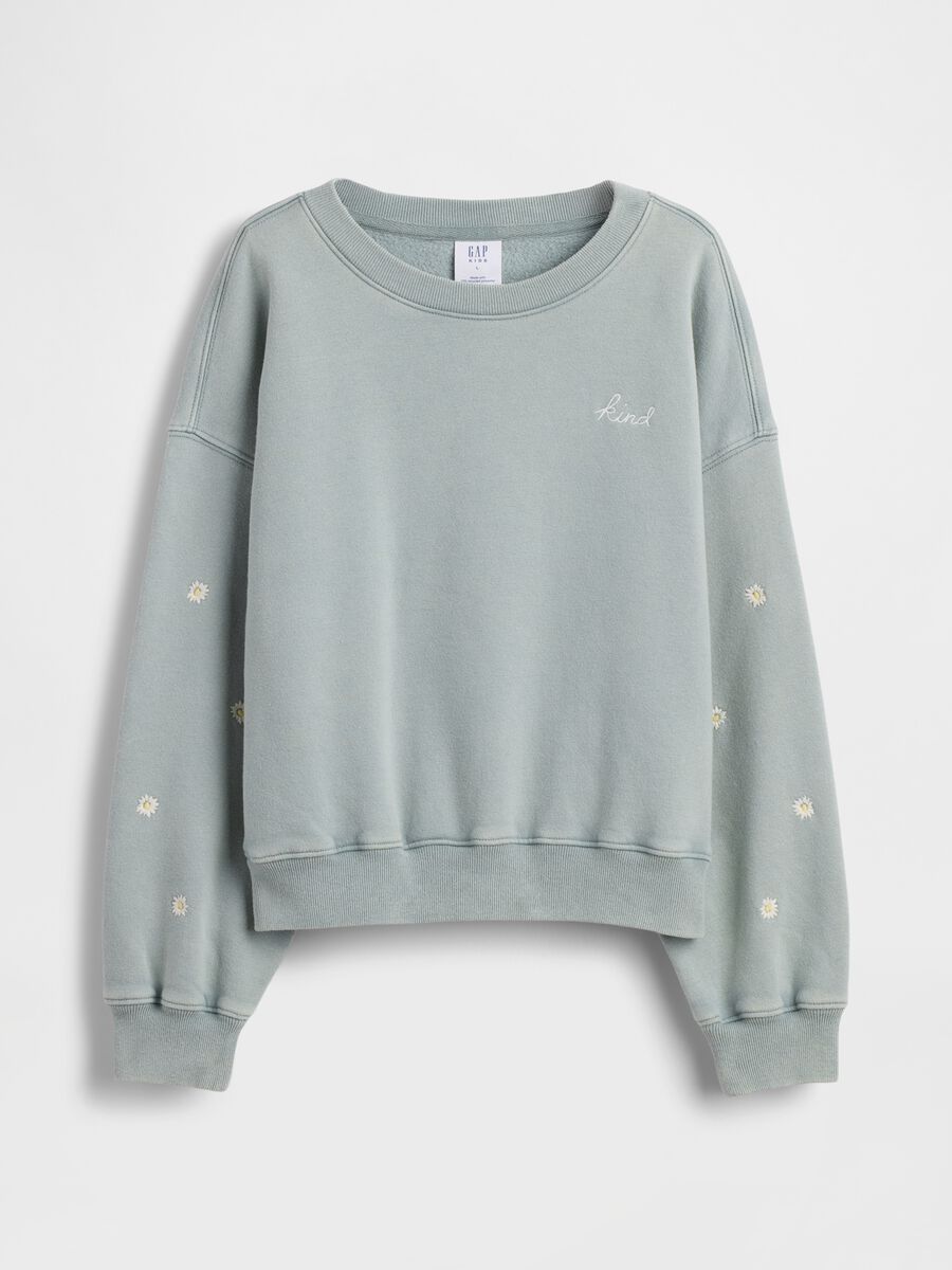 Grey cotton blend sweatshirt for girls with floral details_3