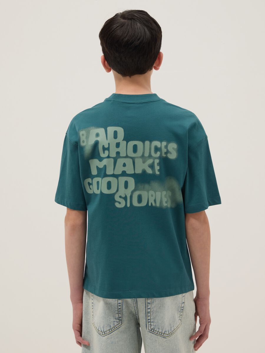 T-shirt in puro cotone verde oversize per ragazzi_1