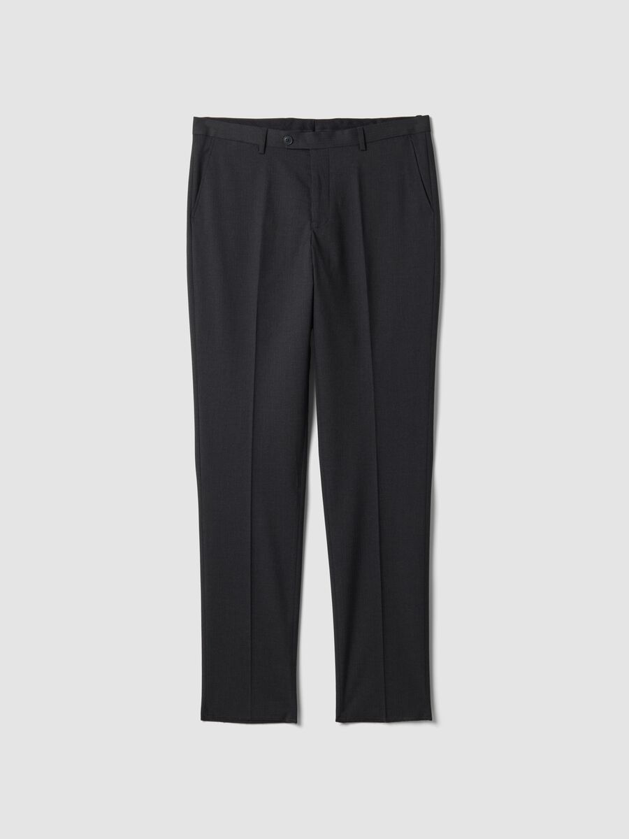 Pantaloni blu in viscosa elasticizzata slim fit_0