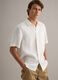 White pure linen short-sleeve shirt, regular fit with chest pocket_0