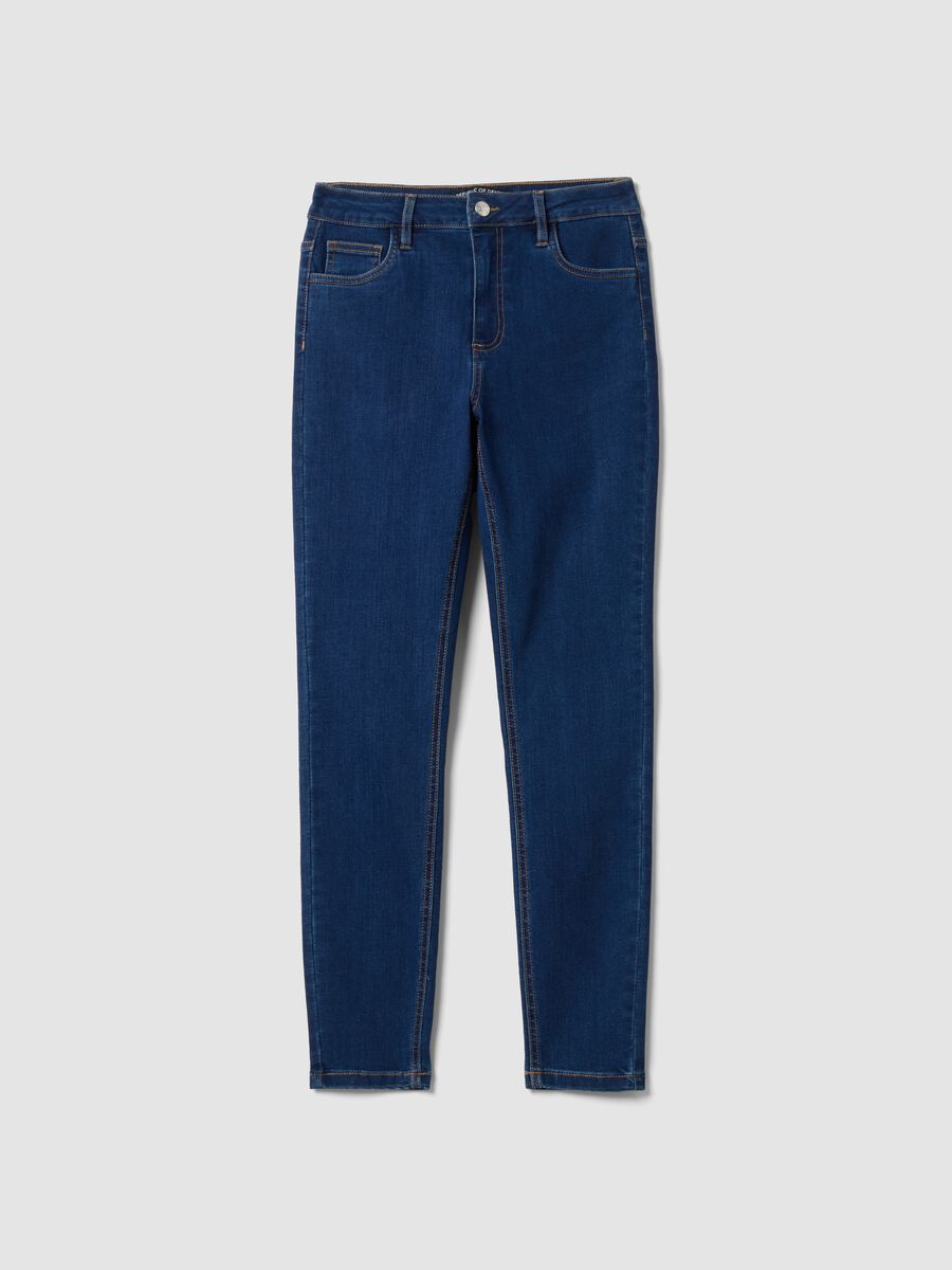Blue skinny-fit jeans in stretch cotton and viscose_4