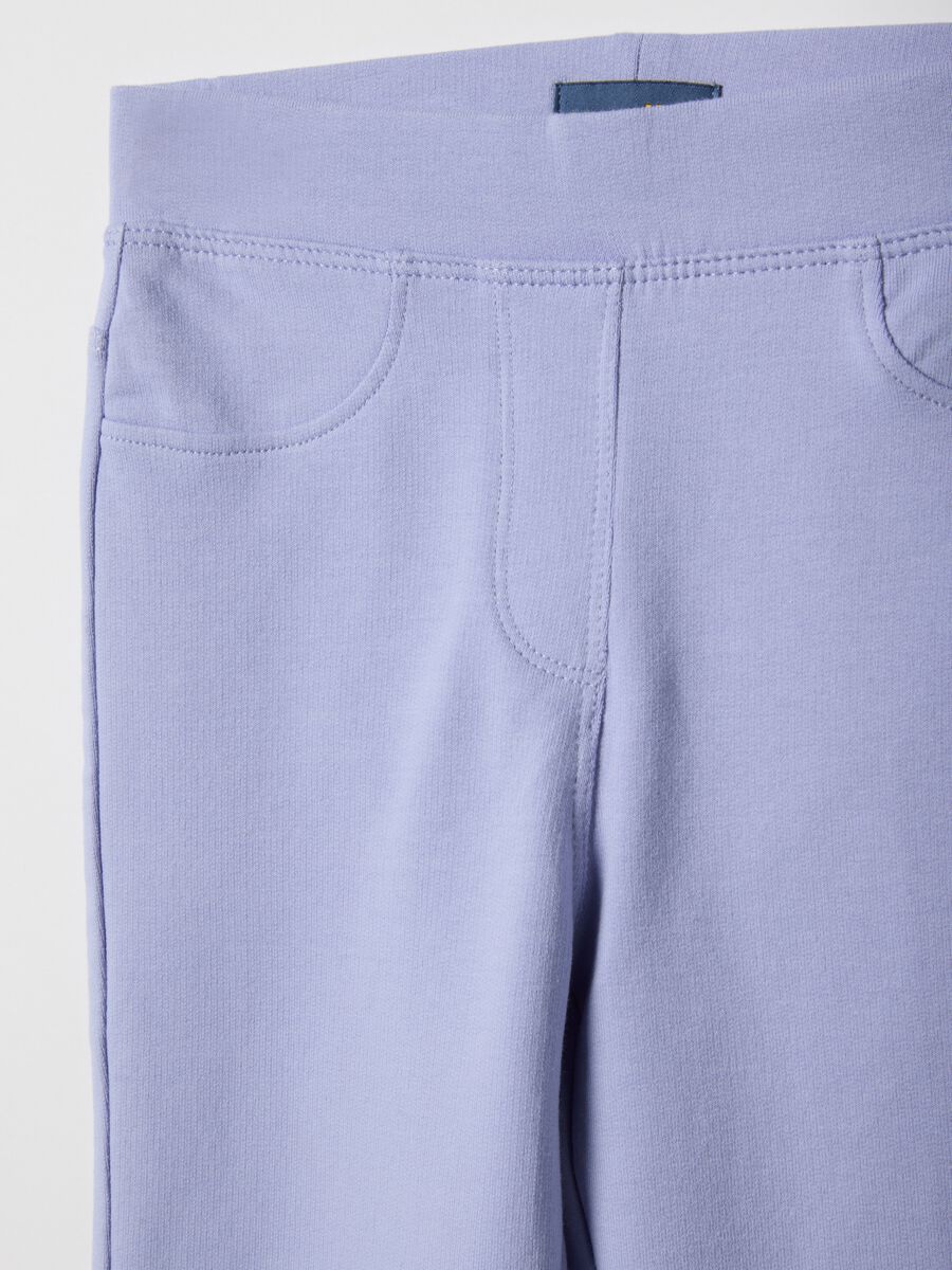 Girls' Slim Fit Purple Stretch Cotton Treggings_2