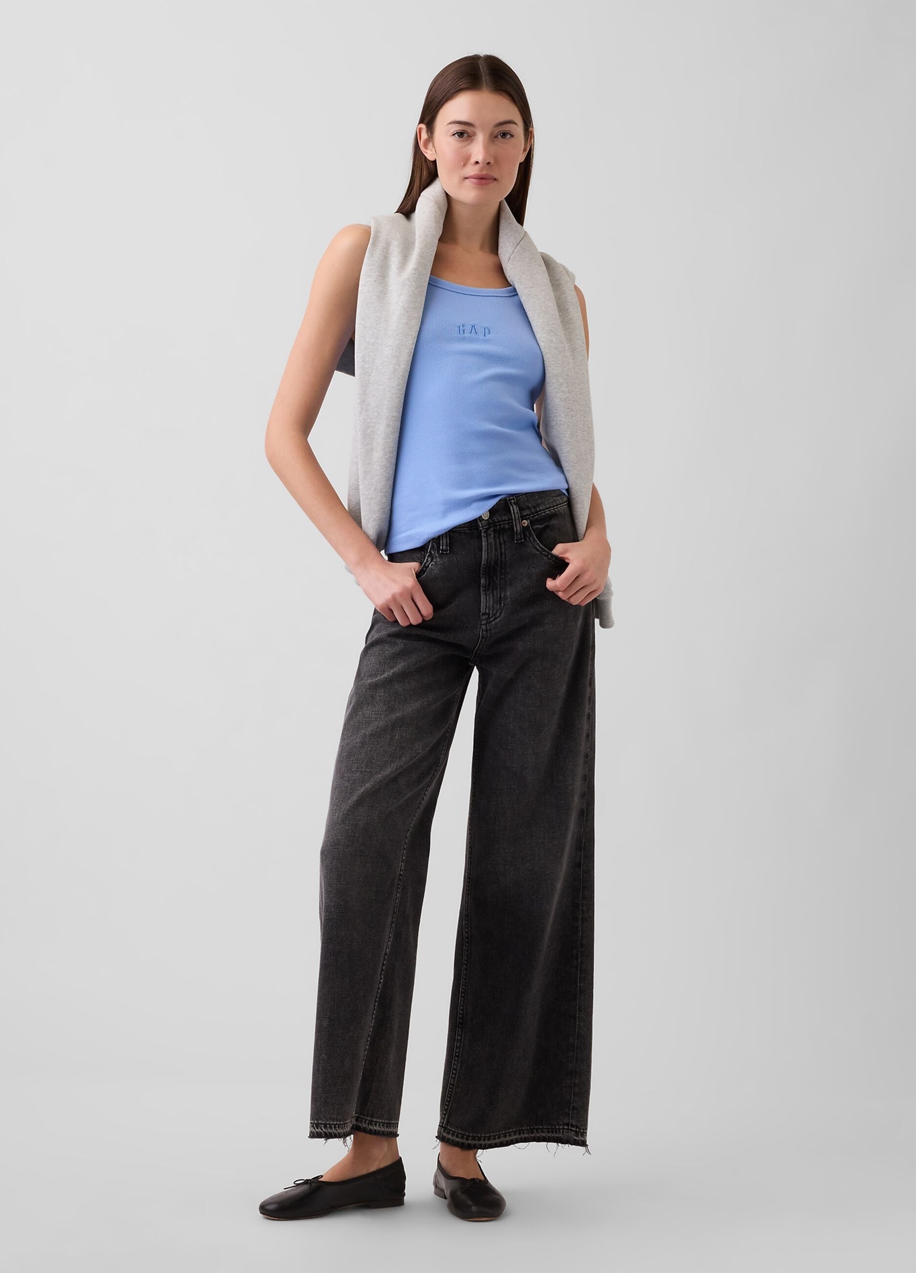 Stretch cotton tank top