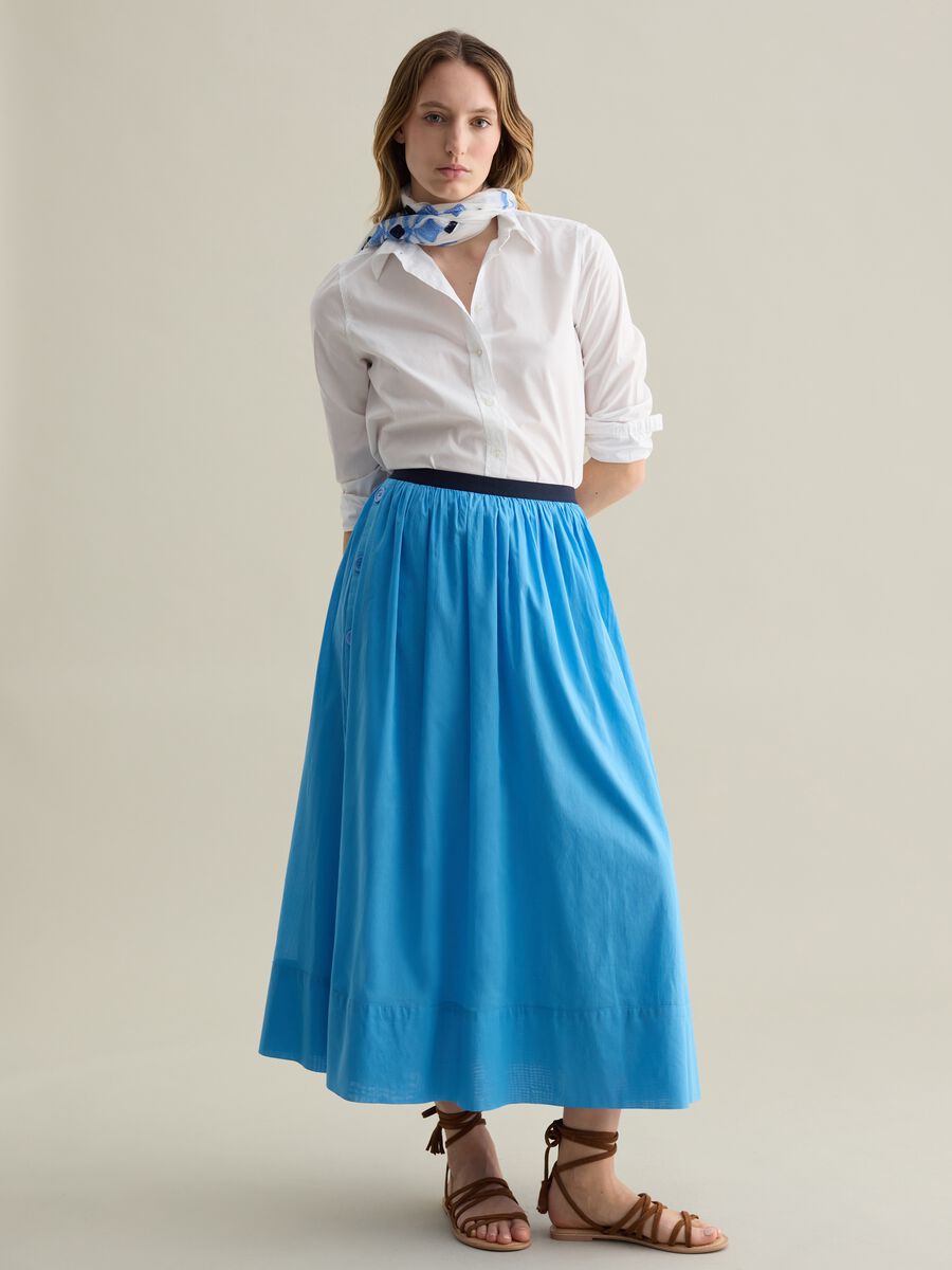 Light blue midi skirt in cotton_0